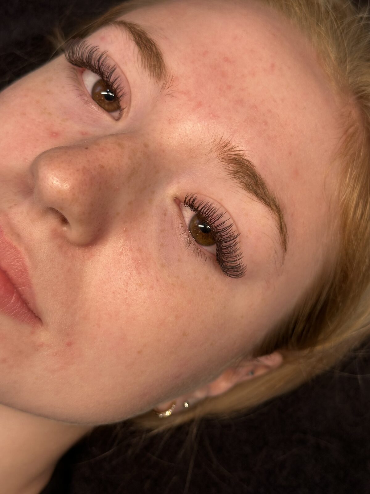 Lash extension set with natural movement by lash artist Brittany